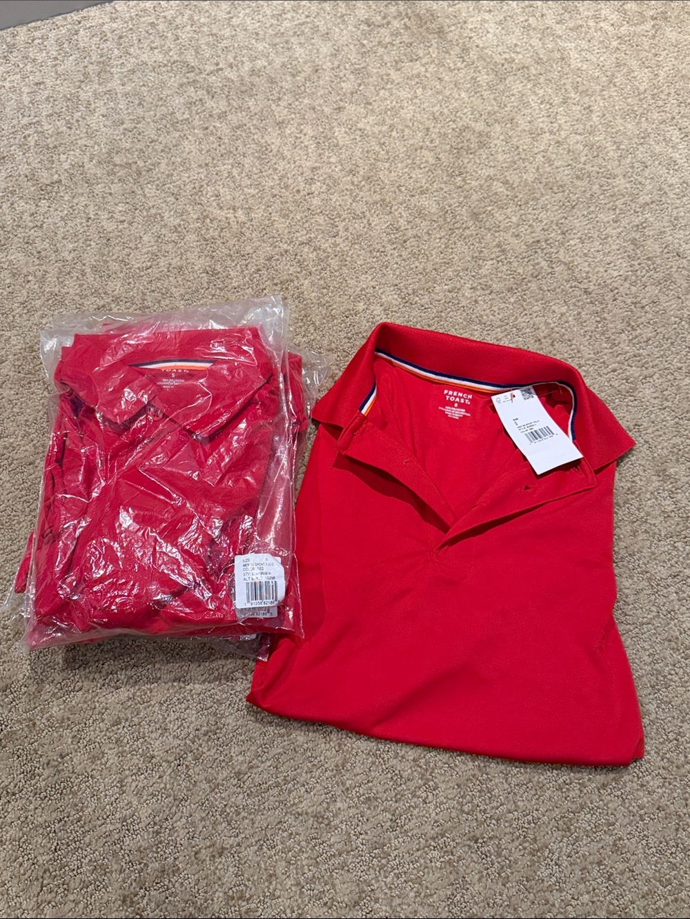 FIVE NWT French Toast Red Short-Sleeve performance Polo School Uniform Shirts